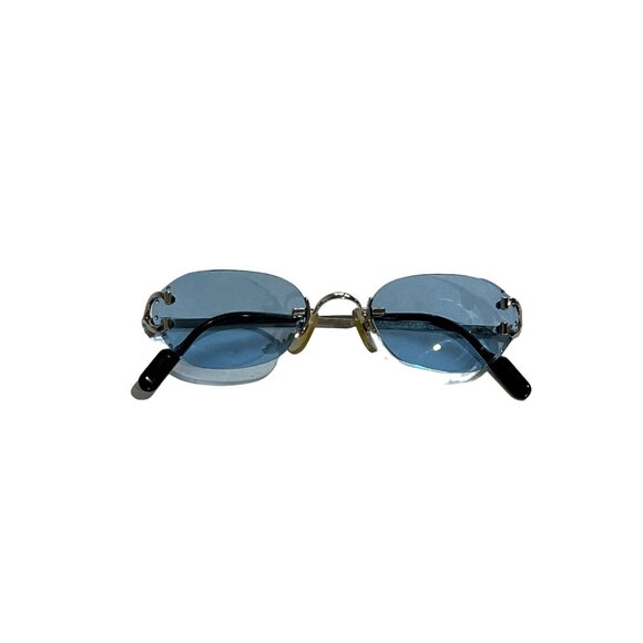 Cartier Rimless Sunglasses in Silver Blue Tint